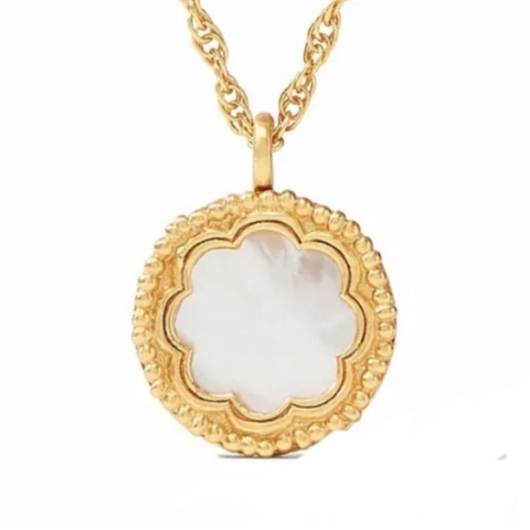 Julie Vos  Mother of Pearl Coin Solitaire Necklace NWT - Picture 1 of 15
